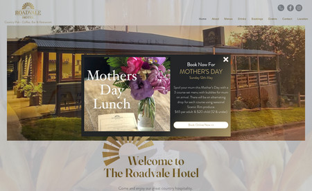 The Roadvale Hotel: Designed website, written copy, seo and some photography.