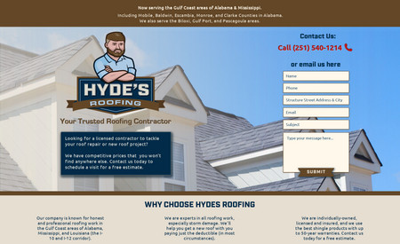 Hydes Roofing - New: Redesign of website, liaison to another marketing company, graphic design