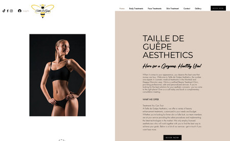 TAILLE DE GUÊPE: The website design exudes elegance and sophistication, capturing the essence of the beauty industry. By carefully selecting colors, fonts, and imagery that align with the client's brand identity, we have created an aesthetically pleasing and user-friendly interface.

Each beauty service is accompanied by detailed descriptions, ensuring that visitors have a clear understanding of what is offered. Whether it's body sculpting techniques or facial treatments, our client's expertise is presented in a compelling and informative manner.