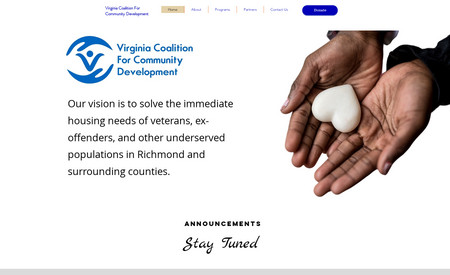 Virginia Coalition For Community Development: This was a startup nonprofit organization that needed an affordable site. To encourage potential supporters to get involved, we helped them show themselves professionally online and tell the story of their organization.