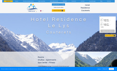 Hôtel Le Lys: Présentation de l'hôtel et la résidence avec intégration de la réservation en ligne via le logiciel reservit.