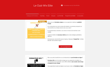 Wix Elite: Espace de formation proposant différentes formations sur le marketing de site wix