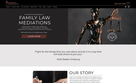 Law Center of SOFLA: Website layout and design, responsiveness, accessibility, SEO, meta tags, app integration and maintenance.  