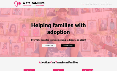 Act Families: A nonprofit that was created by a 13 year old! Her and I worked together to form this beautiful site for her mission.
