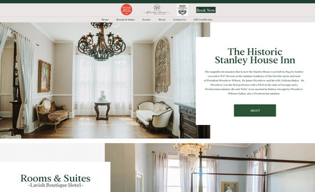 The Stanley House: The Stanley House, a historic bed and breakfast in Georgia, approached Wixspace seeking a classic yet versatile new website design. One that could showcase stunning images of their mansion, highlight their events business, and allow visitors to book directly. Wixspace delivered on all three.