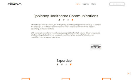 Ephicacy Healthcare: Moved site from GoDaddy and redesigned it Wix