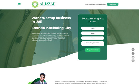 Al-Jazaat: Business Setup in Dubai

Project Type: Website Development 

Services Provided:

Website Design and Development
Graphic Design
Logo Creation
Responsive Design for Mobile
Content Management System (CMS) Implementation
SEO (Search Engine Optimization)
Social Media Integration
Blog Integration
Contact Forms
Customized Visual Elements
User-Friendly Navigation
Maintenance and Support
