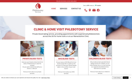 Phlebotomy Services: Changes to website design, improving user experience.
