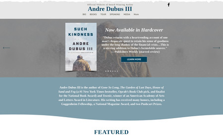 Andre Dubus III: Website for well-know author and speaker to promote his newest books and novels for 2023-2024.