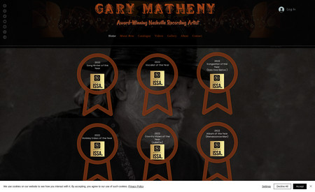 Gary Matheny: Advanced Website Design: This recording artist required advanced site support for music e-commerce sales and download support.