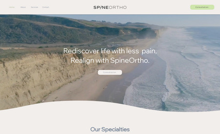 SpineOrtho: SpineOrtho is a brand and web development project that aimed to create a sense of calmness and peace for patients experiencing pain and discomfort. At Calazaan, we developed a website that evoked these feelings through carefully chosen color palettes, typography, and intuitive design. The result is a virtual oasis that reflects the compassion and understanding of SpineOrtho, creating a trustworthy and inviting online presence for their patients.