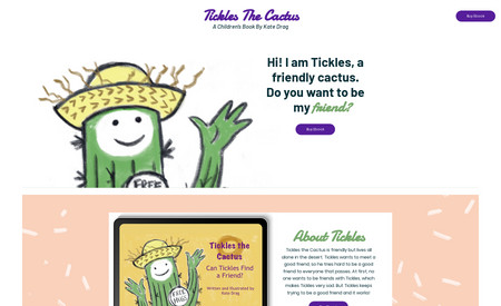 Tickles The Cactus: This simple landing page was created to feature a delightful children&#39;s book with a link to the Amazon purchase page.