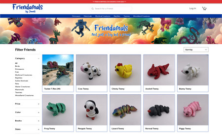 Friendamals: Friendamals are 3D printed animals that are featured in books written both by them (fictitiously) and about them.  They allow kids to become involved as they read and learn about Friendship.  This site uses Wix Studio and Wix Stores and some customizations around the checkout where the built in functionality didn't quite fit.