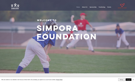 Simpora Foundation: Simpora Foundation website was to create awareness to an Okotoks-based, non-profit association committed to building a strong foundation for athletes based on three pillars - sport, health and the community. 

Site Features:
- Feature fundraising initiatives 
- Setup Stripe account and connect to website to sell tickets for fundraising events 

Website was created on Wix platform. 