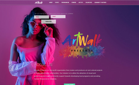 Artwalk Presents: Our team managed the website design and copywriting for this brand's website. The founders of this company wanted a website that felt creative, modern, easy to navigate, and informative. We worked with them and integrated their third-party event management platform into the site as well as other forms they wanted to be embedded on the site to keep track of their artists, vendors, and volunteers.  We also conducted interviews and research to develop copy for the site that speaks to their target audiences and tells their story! They reported that they trust our team "without question" to manage their digital marketing and have since hired us for several other website design projects.
