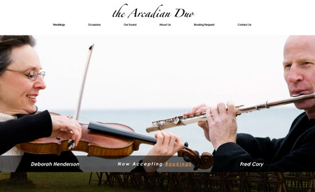 Arcadian Duo: Created site from scratch for local musicians can drive bookings and inquiries for special occasions in their geographic area.