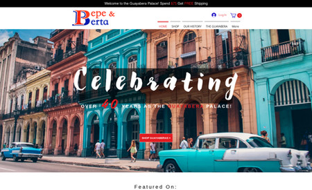E-Commerce Website - Pepe Y Berta Guayabera : Fully customized e-commerce website with backend marketing and SEO customization. Staple community business in operation for over 40 years!
