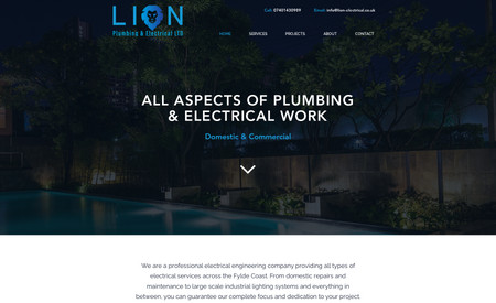Lionelectrical: An electrical contractor needed a landing point for new customers to check out their services and previous projects. The main focus was on being user friendly for both desktop and mobile users, while still providing key points and information.