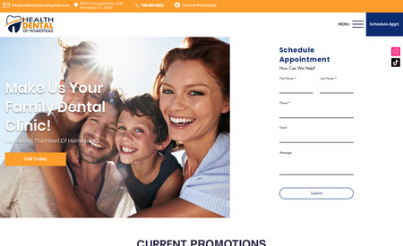 Advanced Website - Health Dental of Homestead: Advanced website with multiple tabs and contact forms.

Dental clinic that provides services such as teeth whitening, implants, Invisalign, cleanings, and much more!