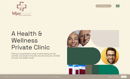 Mjay Santé: A Montreal based private clinic featuring several bio tests. The challenge was organizing and prioritizing messages that demonstrated the brand and achieved the business objectives. The site is very deep and robust in the backend because the service offers can change over time and amendments has to be made quickly and easily.  