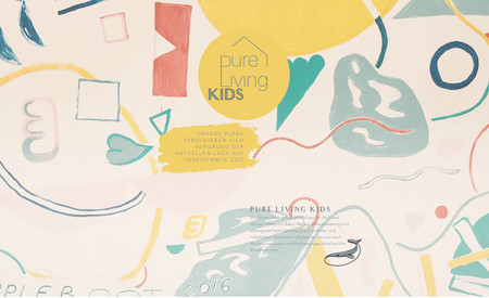PURELIVING KIDS | WEBDESIGN: Mit Pureliving Kids plant Lydia Schmidt, Interiordesignerin, einen Pop-Up Store für Kinderbekelidung und Accessoires. Die verspielte, aber modern klare Landing-Page spricht Eltern wie Kinder gleichermaßen an.