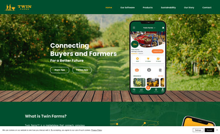 Twin Farms App: For Twin Farms, a B2B marketplace bridging farms with global buyers, I took charge of crafting the entire software interface along with web design and development. This involved designing an intuitive and efficient user interface for seamless farm-to-buyer connections. I also handled the web development, ensuring the platform's functionality and performance. The project aimed to streamline agricultural trade on a global scale, and my contributions played a pivotal role in bringing this vision to life.