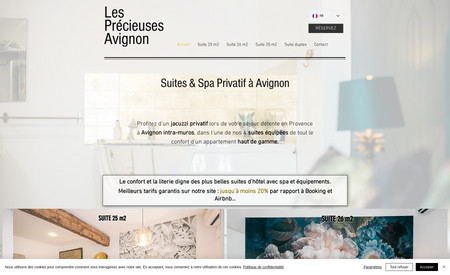 Les Précieuse Avignon: Site vitrine avec lien de réservation pour des logements en location saisonnière à Avignon.