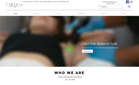 Vidanta laser Spa: Ecommerce site with products. 
