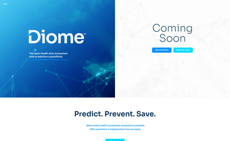Diome: Fundraising site for a health tech startup. Spearheaded branding, design, development, copywriting, and videography. 