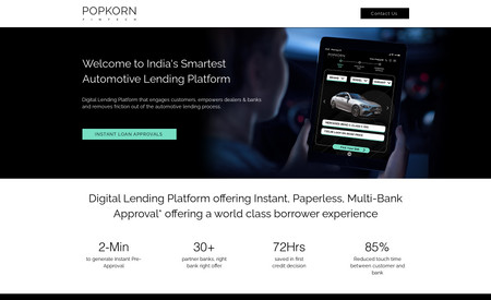 Popkornfintech: Digital Lending Platform that engages customers, empowers dealers & banks and removes friction out of the automotive lending process.