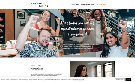 Connect Hollic: Site Institucional Connect Holic, empresa que foca nas conexões reais, fortalecidas com sentimento de acolhimento, sintonia, pertencimento, abundância e entrega, em um ambiente leve, jovem, coloquial, despojado e orgânico.
