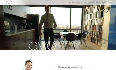 Evo Arkansas: A clean and simple portfolio site for a commercial furniture design and installation company consisting of web design and development, and consulting.