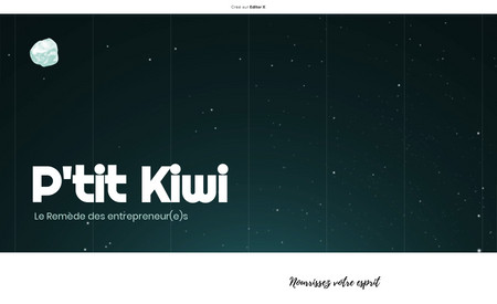 P'tit Kiwi: Site web de présentation de services.
Site web E-commerce.
Site web sur-mesure développé avec "Editor X"
Service de prise de rendez-vous en ligne.