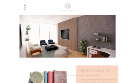AH Interior Designer: Adrianna Hamzelue hired Creative Compass to update her logo and design a new website to showcase her interior design portfolio. The concept of the website was to emulate a materials palette through the use of textures and a peachy gradient.