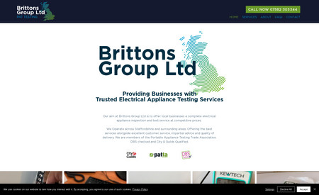 Brittons Group Ltd: Build of a new site in Wix (from WordPress) that our client can self-manage for his PAT testing business
