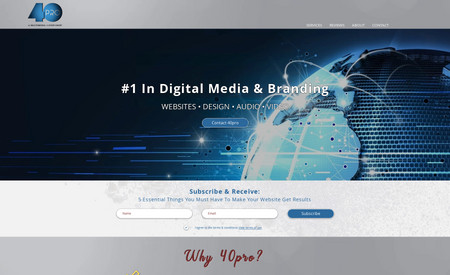 40pro: • Total Branding - Logo, Colors, Fonts
• Website Messaging
• Website Design