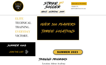 Strike 1st Soccer: Re-Development of Soccer Personal Training Website to include scheduling, waiver signature, and payment processing.