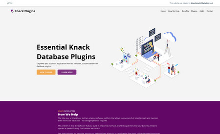 Knack Plugins - Editor X // Classic Website: A single page landing page webside design for a SaaS company. It features software products for users to buy or subscribe to. Stripe is used as its payment processor gateway. This site was designed in one week, and content was handled from start to finish by the Digital Operating Solutions marketing team.  