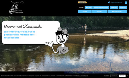 Mouvement Kanamouche: Création du site web avec espace membre pour le Mouvement Kanamouche. Ateliers pour jeunes de 12-17 ans sur le thème de la pêche à la mouche.