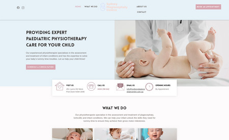 Sydney Plagiocephaly Centre: Created one page website for Sydney Plagiocephaly Center. 