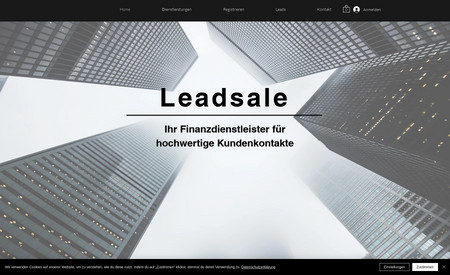Leadsales: Wir haben für den Finanzdienstleister Leadsale eine moderne und minimalistische Landingpage erstellt. Websitebesucher gelangen nach der Registrierung in einen sonst nicht zugänglichen Bereich, in dem sie Produkte erwerben können.