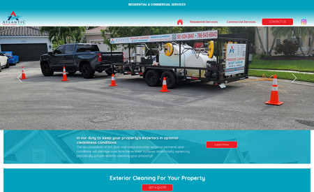 Atlantic Cleaning: Pressure cleaning website with all services separated into different pages to help search engines track specific keywords. All images were provided for the client. The website was mobile and tablet optimized. 
