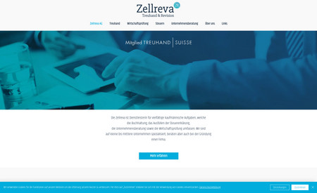 Zellreva: Einfacher Multipager für ein Treuhand- und Revisionsunternehmen, bei dem die sachliche Darstellung der Dienstleistungen im Vordergrund steht.