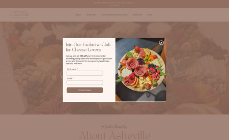 AVL Charcuterie Co: Asheville Charcuterie Co is a charcuterie catering company based out of Asheville, NC. The owner, Lindsey, came to me needing a website, as she was formerly taking each order through a Google Form, and needed to streamline her process, and elevate her customer experience. So we created her a custom website built on Wix, complete with their built-in Wix Restaurants integrations including online ordering for pick-up and delivery, gift cards, and a detailed ordering form for custom catering solutions. She's also been able to take advantage of selling tickets through her website for charcuterie workshops that she hosts. Lindsey has said since launching her new site, her sales have increased significantly, and she's incredibly happy with the results!