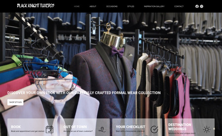 Black Knight Tuxedos - Editor X, Dynamic Pages, & Custom Forms: This high-end tailor and wedding apparel supplier needed to elevate their site to make their form intuitive and easy to use. They wanted to include catalogues of clothing options and custom videos of the Black KNight Tuxedos experience.
