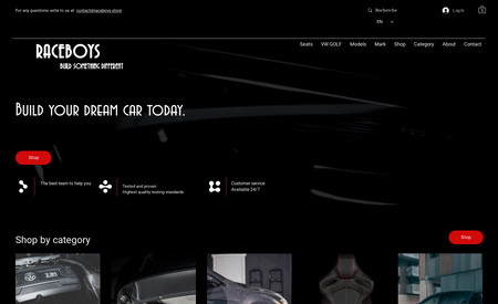 Raceboys: Site eCommerce
Boutique en ligne
site web custom 
Design modern et professionnel
