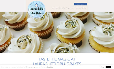 Laura's Little Blue : Laura's Little Blue Bakes wanted a website where she could showcase all the delicious cakes she makes and easily take orders. I built a simple website using her existing branding and her business is going from strength to strength!