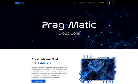 Prag-matic Tech Development: Challenge - Make an interesting and appealing website for a boring subject and no images provided.    Solution:  Use our creativity and utilize all the awesome features of the editor, it's animations, interesting images and videos to create a fun website for this technology company!