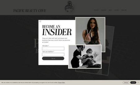 Pacific Beauty Cove: Custom website design with dynamic pages, HTML form integration and modern chic design