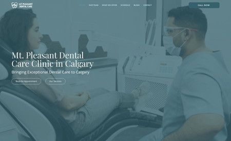 Mt Pleasant Dental: Dental clinic website designed to showcase services and allows users to schedule an appointment with their dentist. Custom illustrations created for this dental clinic website. Responsive design that works on desktop, tablet, and mobile. User-friendly and functional website design.